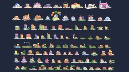 100个卡通建筑 卡通世界 动画风格 商店 房屋 卡通模型