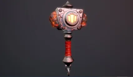 风格化锤子   pbr战锤     铁锤   短锤  魔法熔岩锤