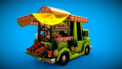 卡通皮卡车 卡通商铺车