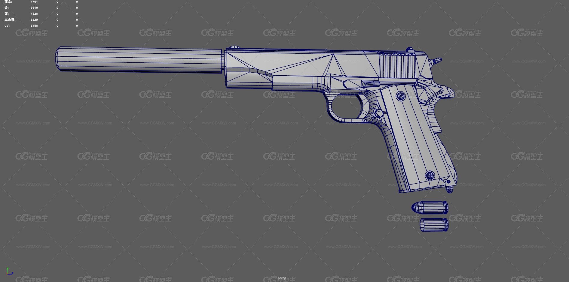 m1911手枪 柯尔特m1911 枪械 消声器 子弹 半自动手枪 美军枪械 现代武器 消音手枪 -14