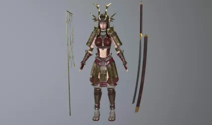 女武士   日本武士 女战士   双刀盔甲武士