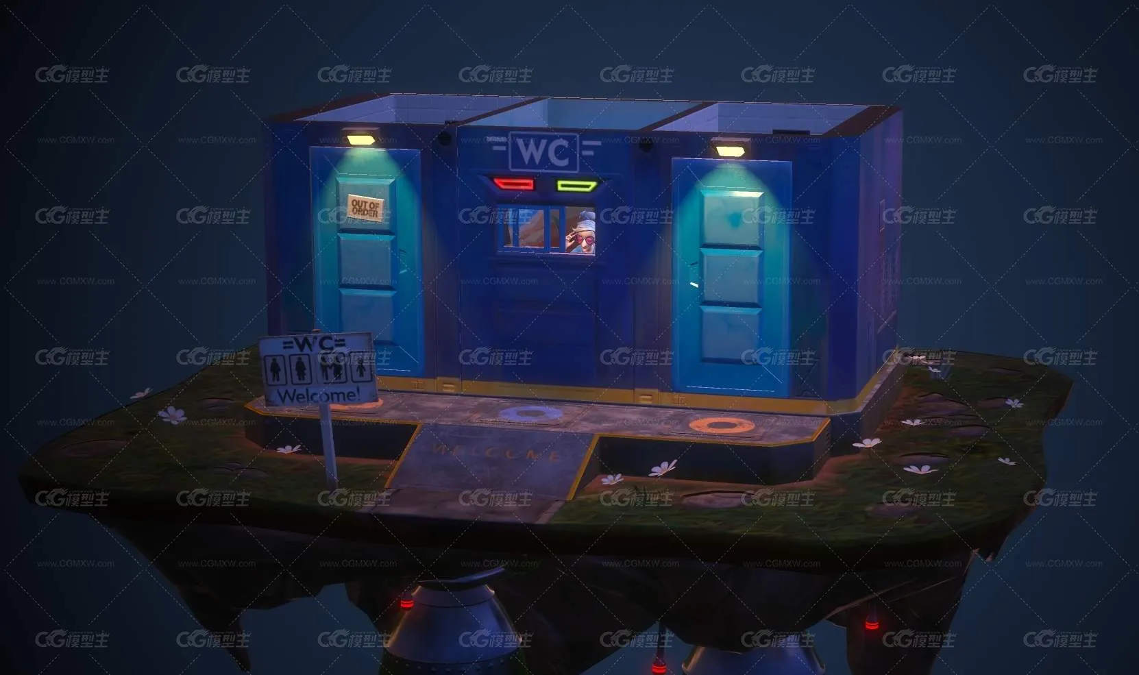 风格化公共厕所     卡通厕所场景    WC-1