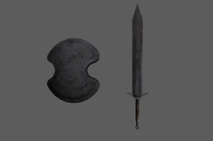 宝剑 长剑 盾牌 冷兵器 剑 古代兵器 古代长剑 重剑 游戏宝剑 游戏盾牌 兽人武器 