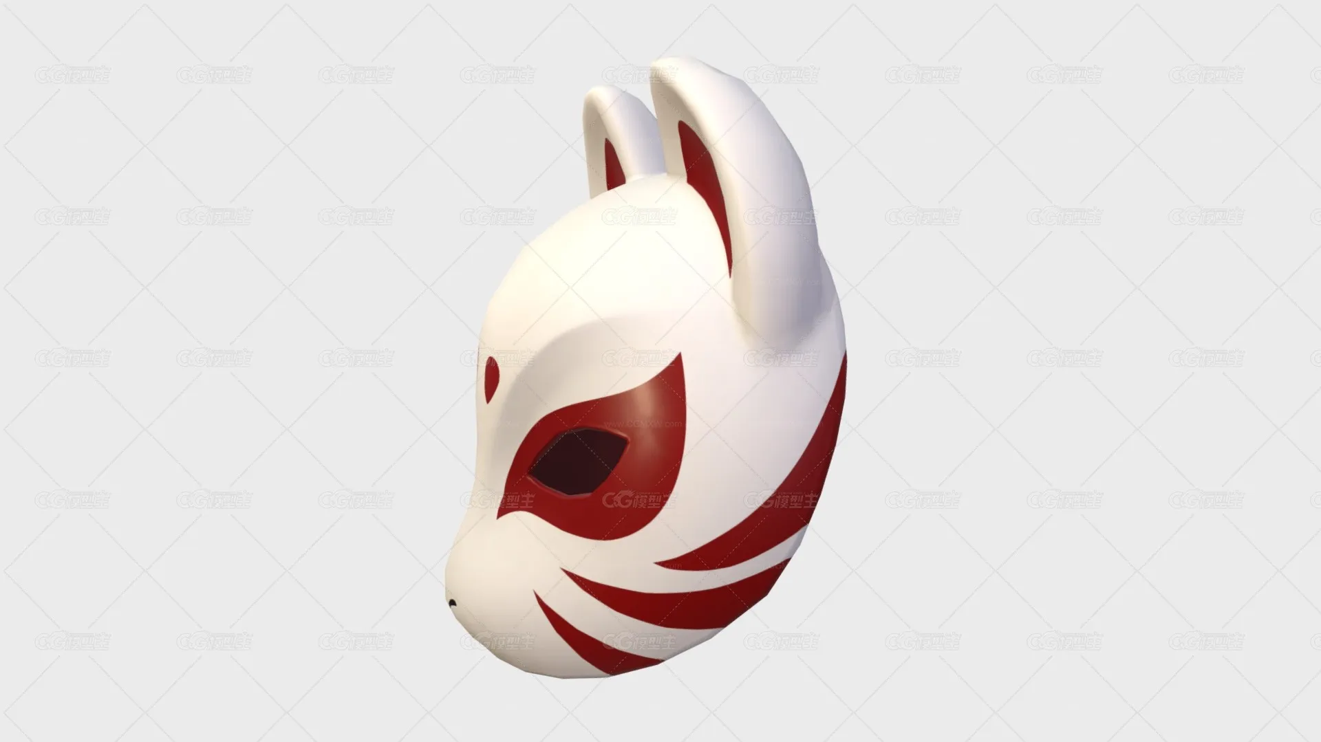 LOWPOLY卡通狐面 日本狐狸面具 和风 狐仙 狐面玩具 饰品 装饰 低面 Q版-2