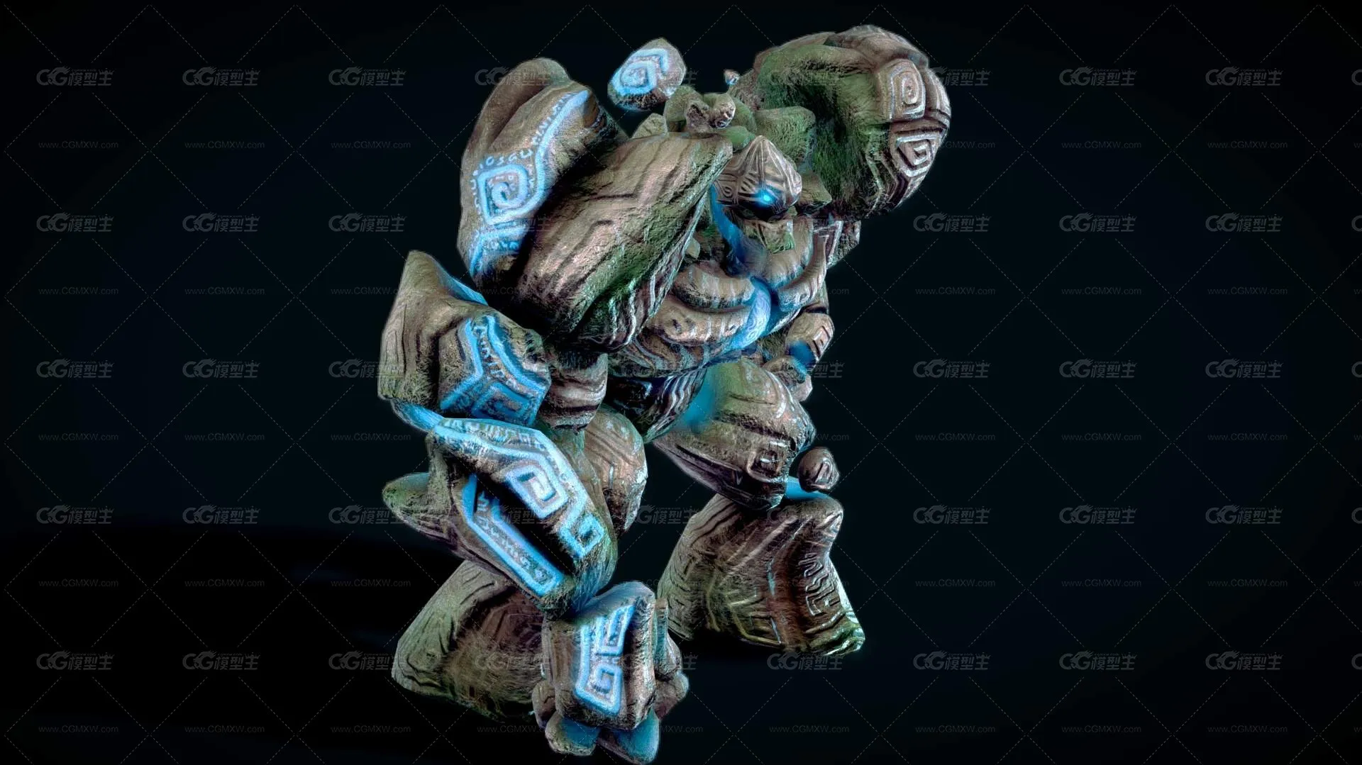 古老的魔像 石傀儡 石头巨人 3D模型 风格化人-5