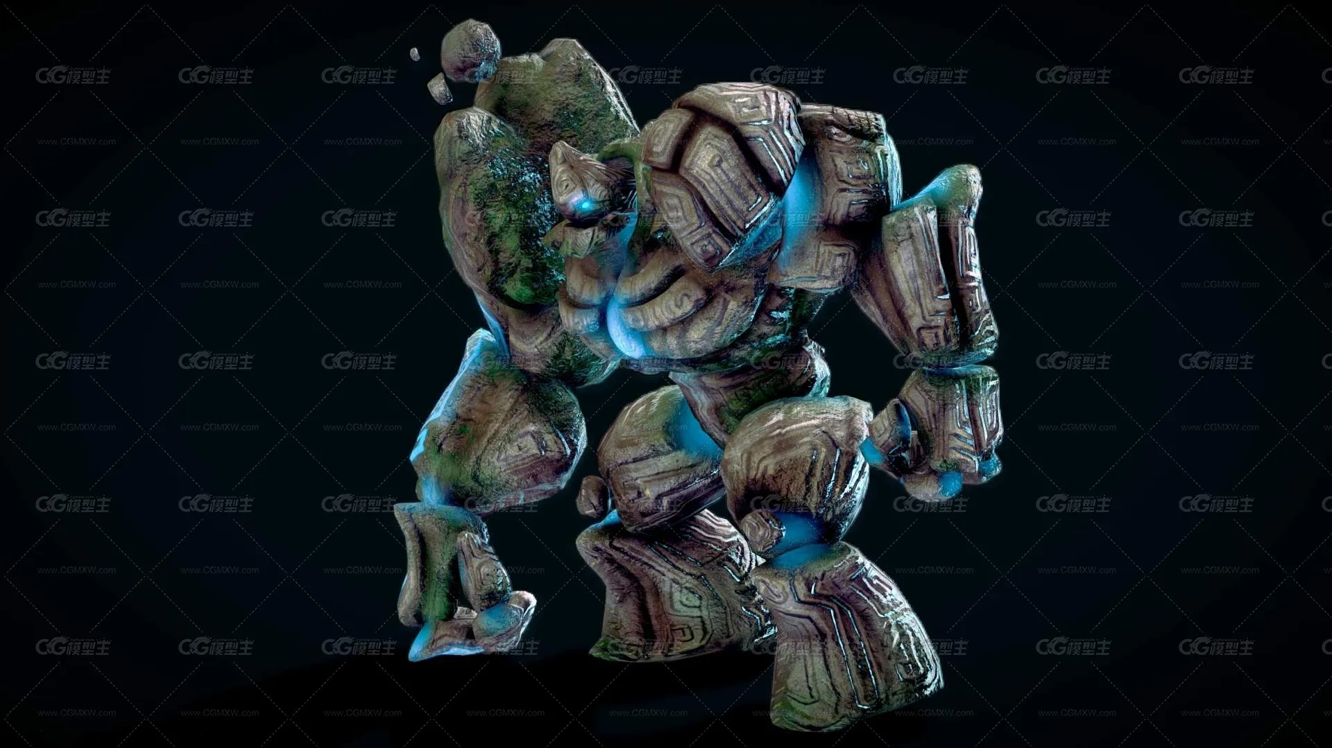 古老的魔像 石傀儡 石头巨人 3D模型 风格化人-2