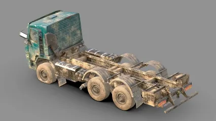 破旧卡车 车辆载具 废弃卡车  爆胎卡车  重型