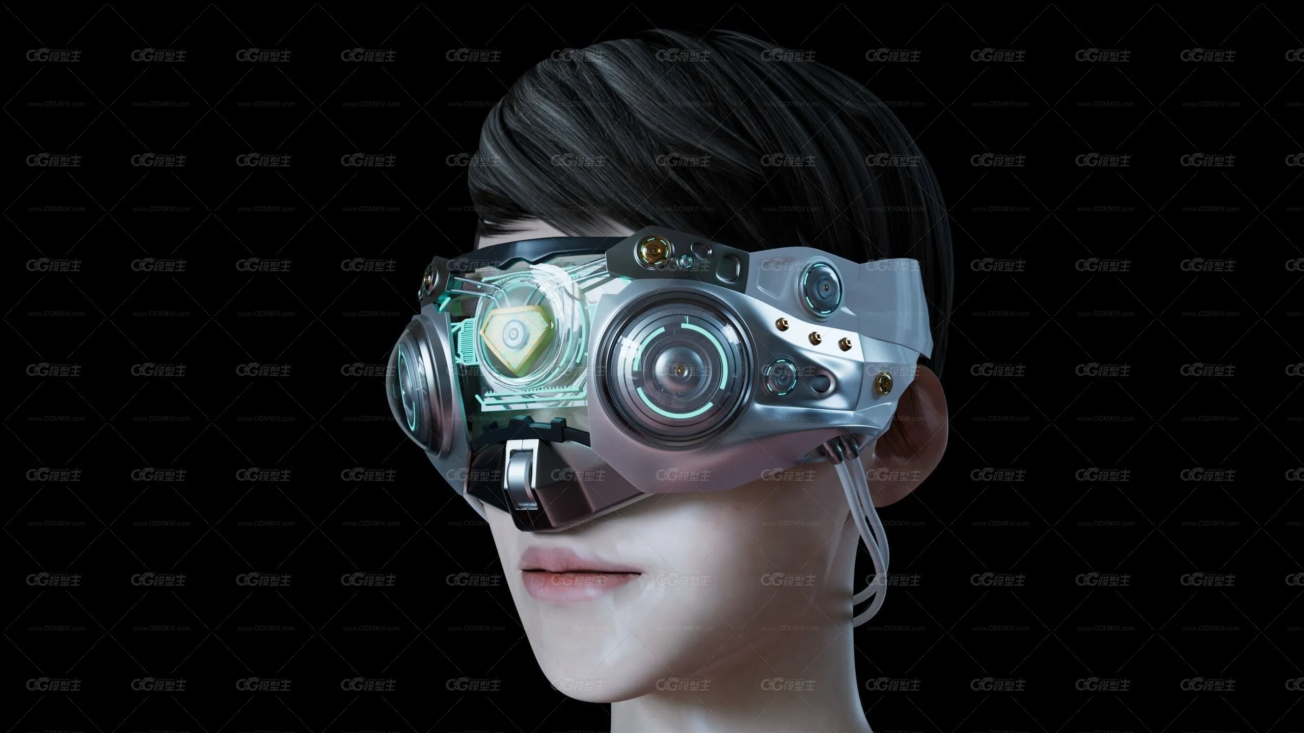 C4D建模渲染--科幻眼罩-3