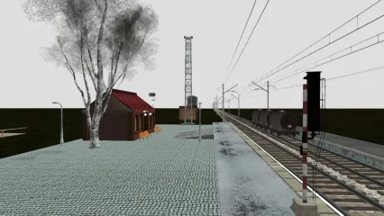 火车站    铁路  铁轨   信号站  站台  pbr车站