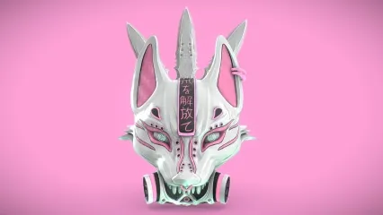 赛博朋克狐狸面具  防毒面具 PBR面具  日本面具 鬼怪面具 面罩 武士面具 忍者面具