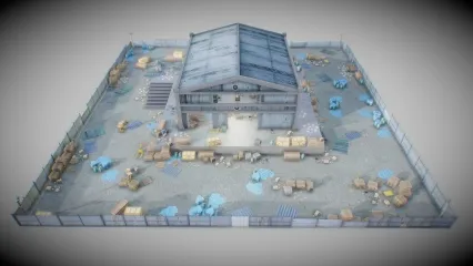 现代工业仓库 卡通场景 现代场景   仓库板条箱   军队仓储