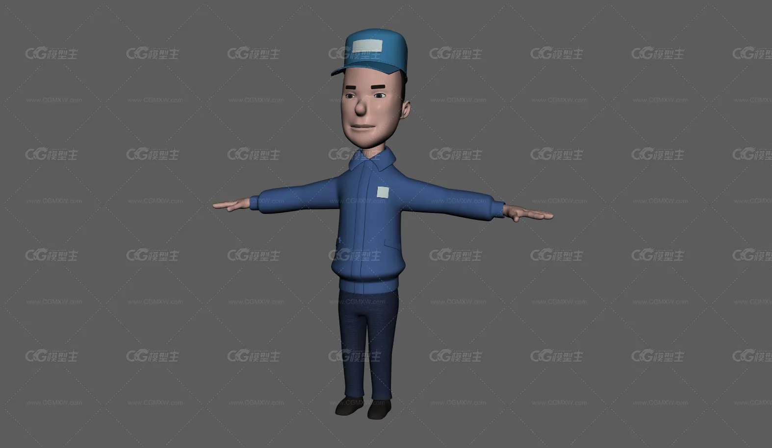 卡通角色 卡通修理工 Q版形象 动画角色 路人 男工人 青年 卡通人物 卡通上班族 动画人物-1