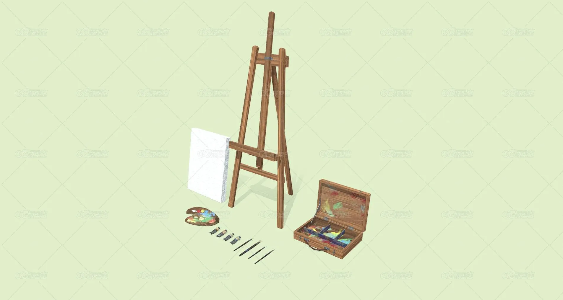 画架 画框 油画架 画板 画笔 颜料 调色盘 绘画美术 艺术用品 油画 绘画笔刷 绘画道具 水粉画-2