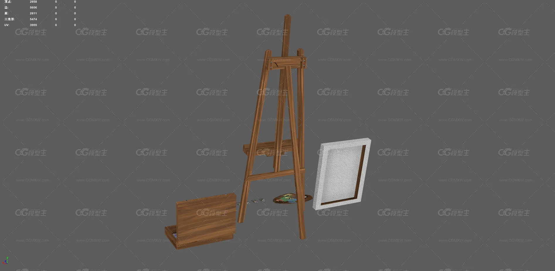 画架 画框 油画架 画板 画笔 颜料 调色盘 绘画美术 艺术用品 油画 绘画笔刷 绘画道具 水粉画-7