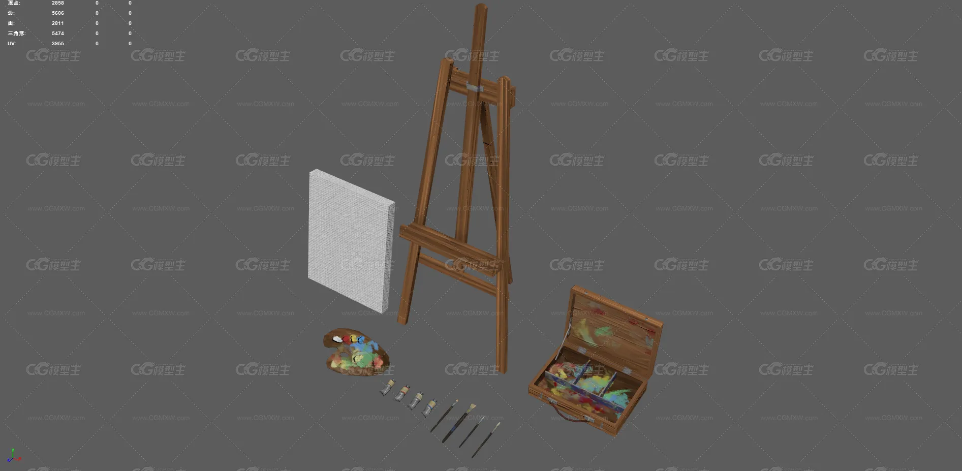 画架 画框 油画架 画板 画笔 颜料 调色盘 绘画美术 艺术用品 油画 绘画笔刷 绘画道具 水粉画-8