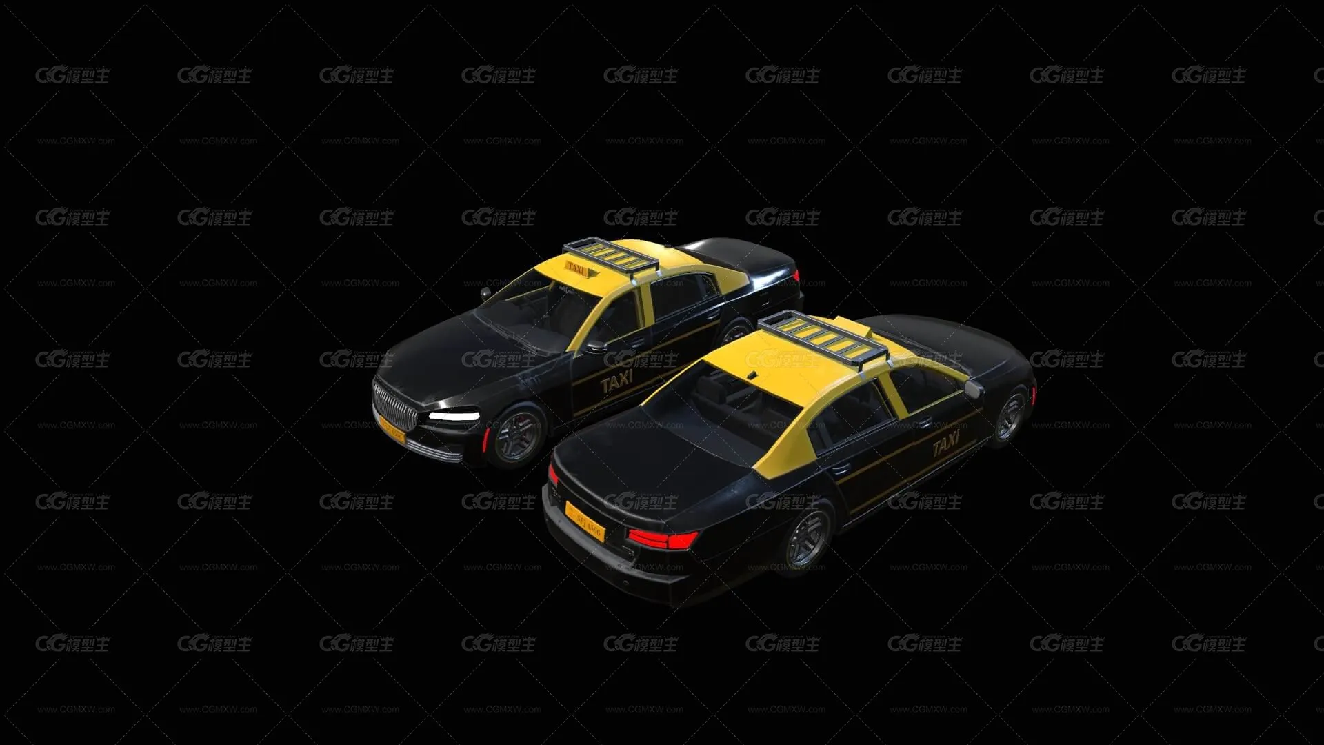 出租车 TAXI 小汽车 的士 网约车 计程车 交通工具 打的 汽车 轿车 老式出租车 游戏汽车-1