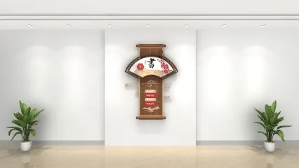 书墙装修效果图 书墙3d效果图 校园文化展厅
