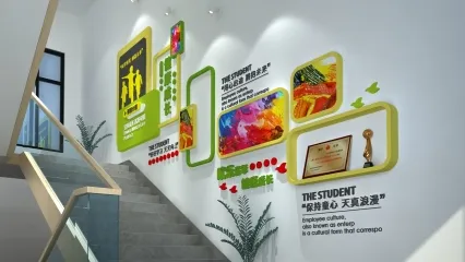 教育空间楼梯展墙 学校背景墙 文化背景墙