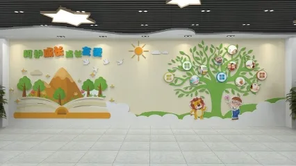 教育空间展墙 学校背景墙 儿童文化背景墙