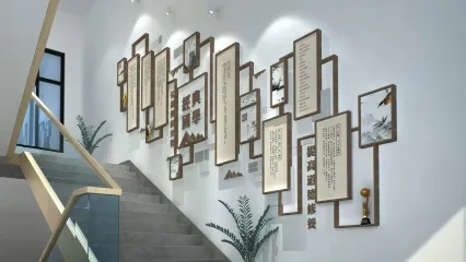 教育空间楼梯展墙 学校背景墙 文化背景墙