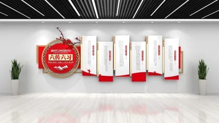 办公空间展墙 六传六习文化背景墙 红色文化背景墙