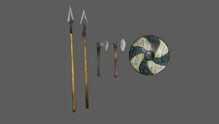 长矛 盾牌 短斧 古代兵器 西方冷兵器 斧头 冷兵器 长矛 部落武器