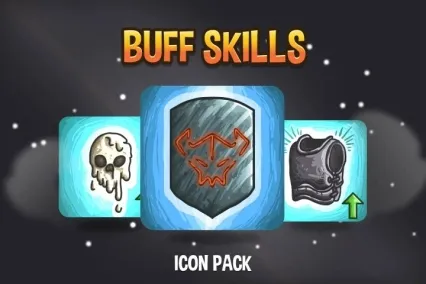 48个矢量2D RPG游戏BUFF技能图标素材