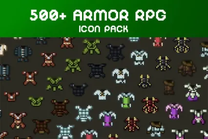 500+像素RPG游戏中世纪盔甲图标素材