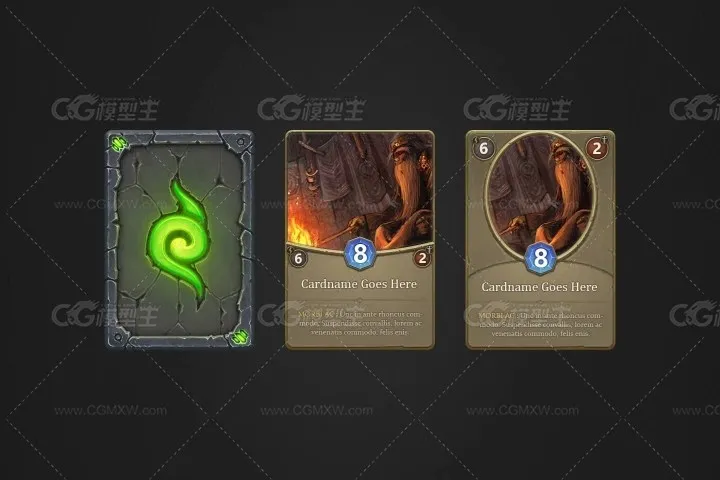 3种颜色的TCG卡牌模板素材-3
