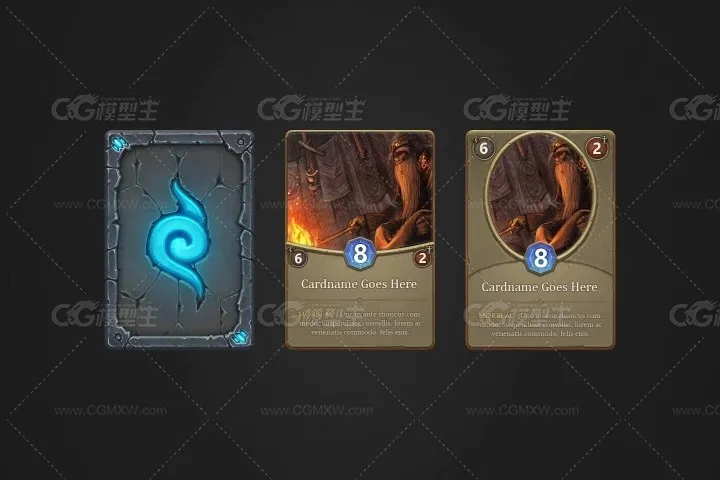 3种颜色的TCG卡牌模板素材-2