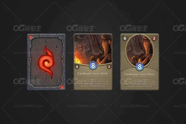 3种颜色的TCG卡牌模板素材-4