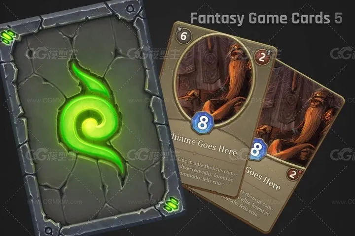 3种颜色的TCG卡牌模板素材-1